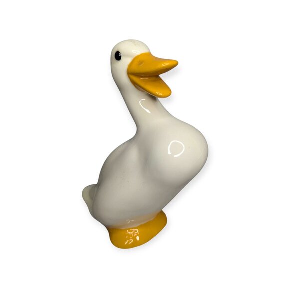 Vintage 80s Large Upright White & Yellow Duck/Goose Ceramic 9" Tall - Picture 2 of 10